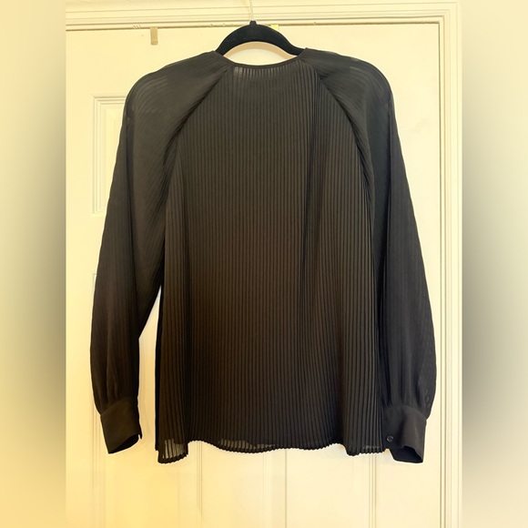 REISS Editha Pleated Detailed Button Down Long Sleeve Blouse Black US Size 4 - Picture 5 of 9